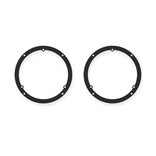 Two black front speaker adapters shown together on a neutral studio background.