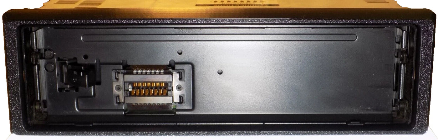 Alpine CD radio replacement bezel trim ring installed on Alpine single-DIN radio face