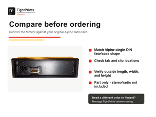 Alpine CD radio replacement bezel trim ring compare before ordering fitment checklist