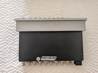 Precision Power PPI E-7 1 DIN one-piece faceplate bezel gray one-piece faceplate installed rear view on PPI E-7