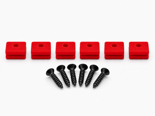 Red Hifonics Series VII and VIII replacement mounting kit showing six feet and six included screws
