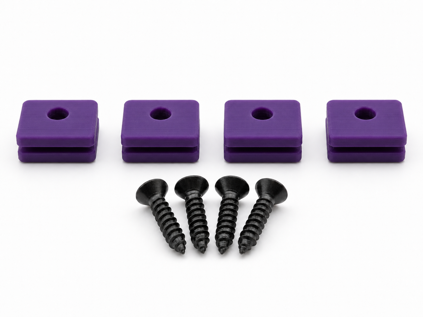 Purple US Acoustics USA and USX replacement mounting kit showing four feet and four included screws