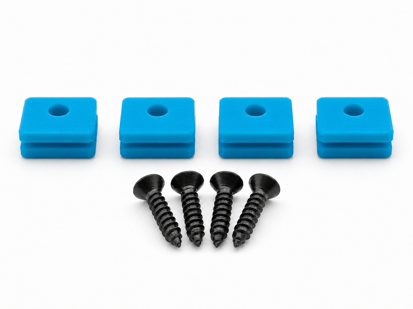 Light Blue Hifonics Generation X replacement mounting kit showing four feet and four included screws