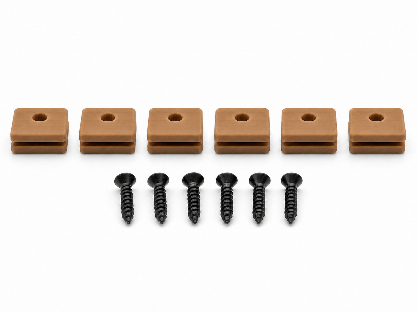 Tan Hifonics Series VII and VIII replacement mounting kit showing six feet and six included screws