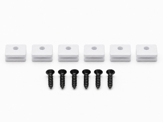 White Hifonics Series VII and VIII replacement mounting kit showing six feet and six included screws