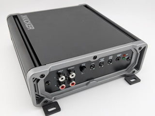 Black horizontal mounting feet shown at the front corners of a Kicker CXA400.1 amplifier; amplifier not included