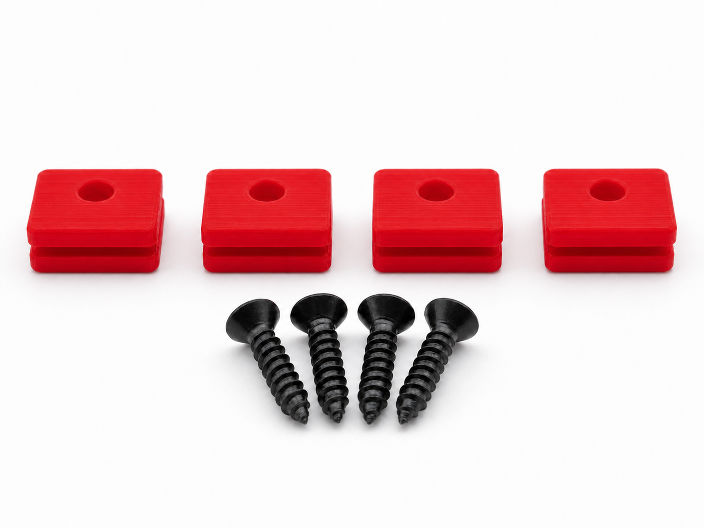 Red Hifonics Generation X replacement mounting kit showing four feet and four included screws
