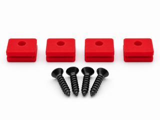 Red US Acoustics USA and USX replacement mounting kit showing four feet and four included screws