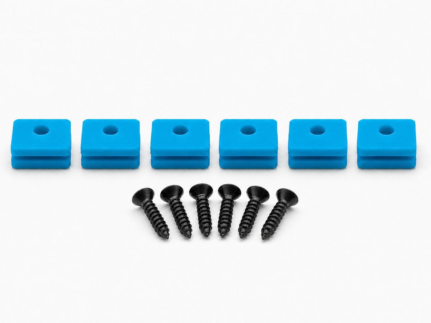 Light Blue Hifonics Series VII and VIII replacement mounting kit showing six feet and six included screws