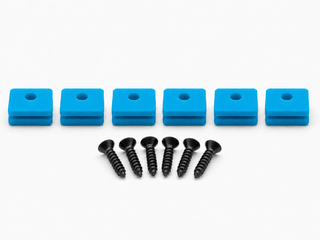 Light Blue Hifonics Series VII and VIII replacement mounting kit showing six feet and six included screws