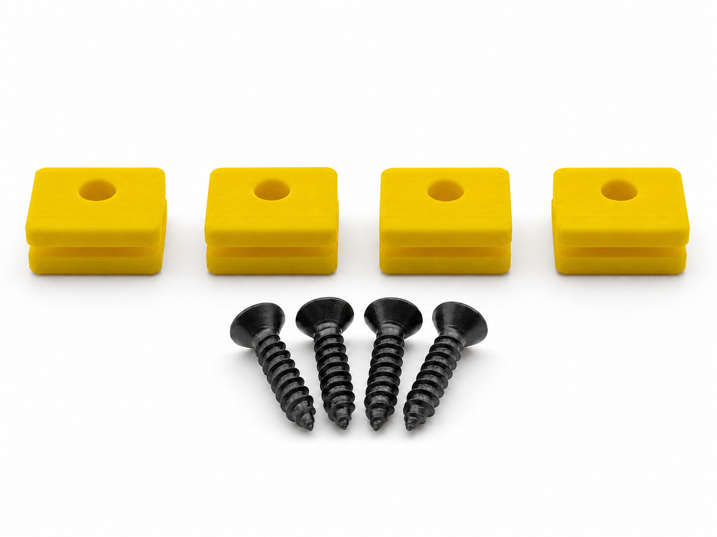 Yellow Hifonics Generation X replacement mounting kit showing four feet and four included screws