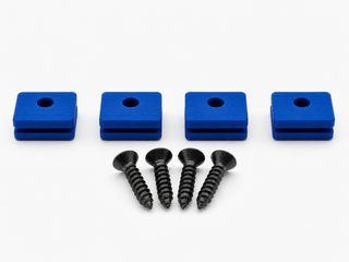 Blue Hifonics Generation X replacement mounting kit showing four feet and four included screws