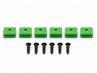 Green Hifonics Series VII and VIII replacement mounting kit showing six feet and six included screws