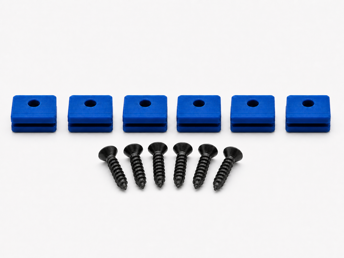 Blue Hifonics Series VII and VIII replacement mounting kit showing six feet and six included screws