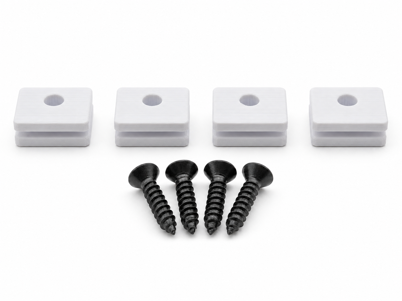 White Hifonics Generation X replacement mounting kit showing four feet and four included screws