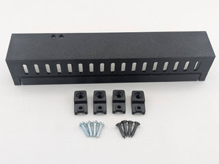 Black Kicker amplifier cover mounting feet kit with four silver screws and four black screws