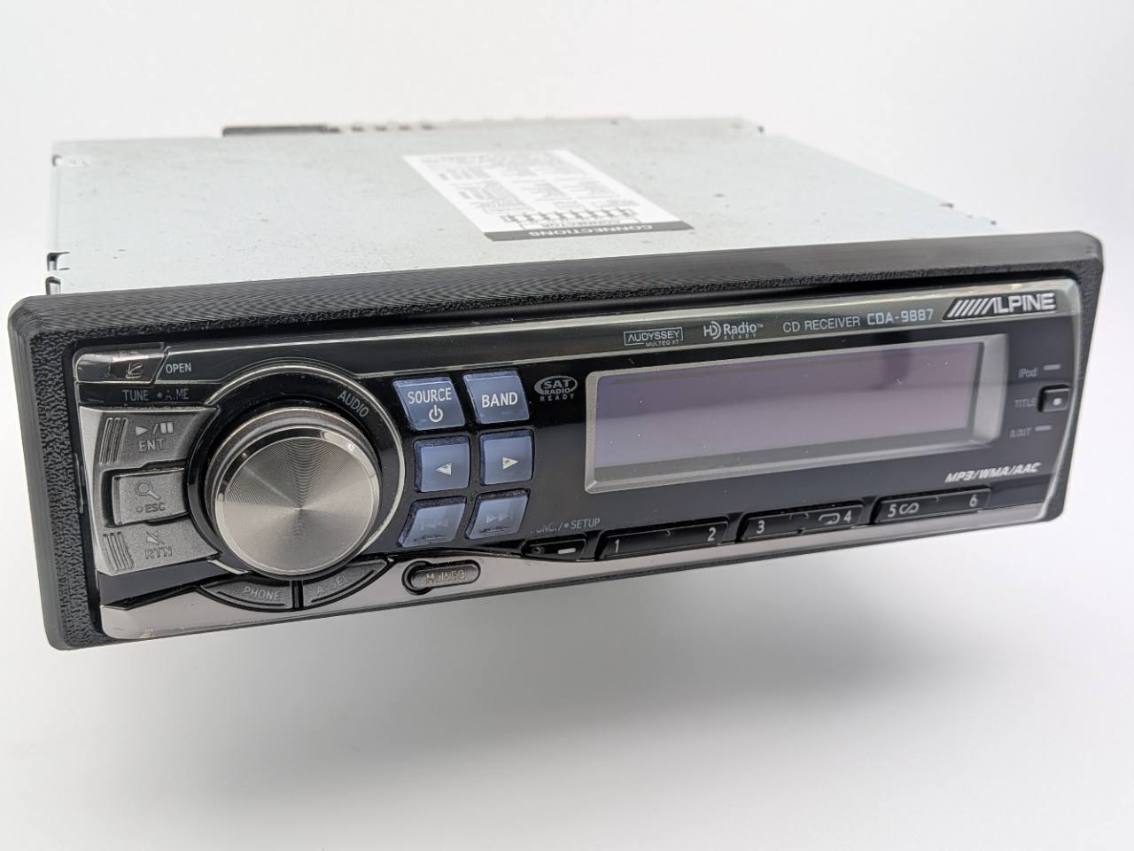 Black replacement trim ring installed on an Alpine CDA-9887 receiver for fitment proof; receiver and electronics are not included