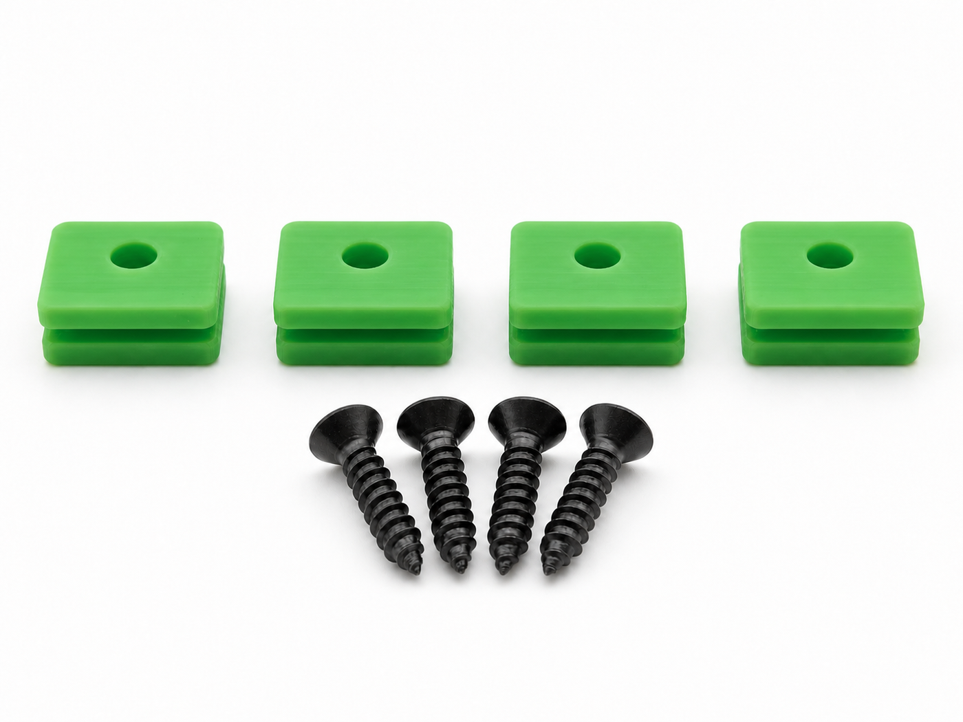 Green Hifonics Generation X replacement mounting kit showing four feet and four included screws