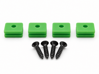 Green Hifonics Generation X replacement mounting kit showing four feet and four included screws